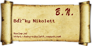 Béky Nikolett névjegykártya